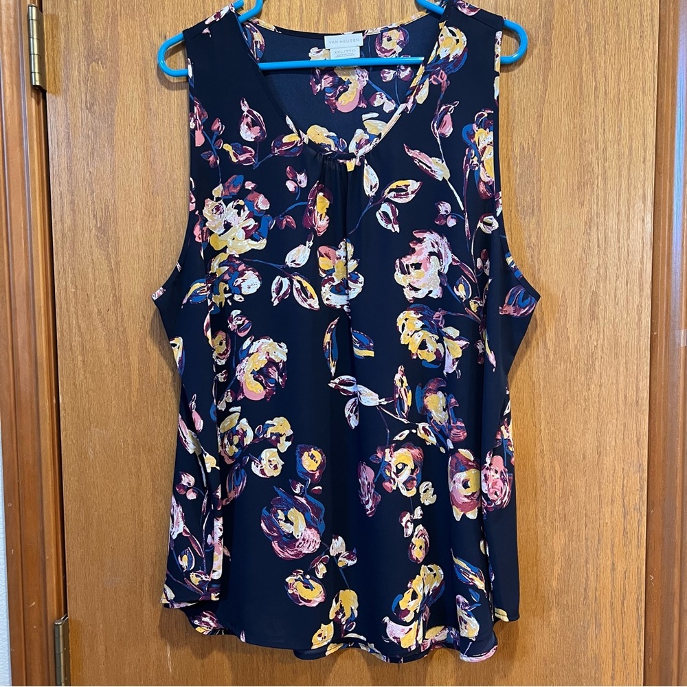 Van Heusen Floral Sleeveless Tank Top, Floral Tank Blouse, XXL Tank Top